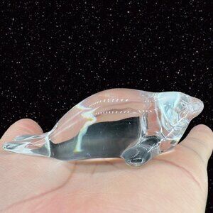 Hadeland Crystal Clear Glass Seal Made In Norway Paperweight Figurine Small VTG